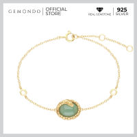 Gemondo  สร้อยข้อมือเงินแท้ 925 Srerling Silver ประดับหยก Oval Jadeite ทรงวงรีดีไซน์ลวดลายงู : สร้อยเงิน สร้อยเงินแท้ สร้อยข้อมือเงินแท้