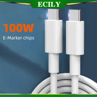 ECILY สาย USB 100W ชนิด C ถึง USB C สาย USB-C PD ชาร์จเร็วสายดาต้าสำหรับ Macbook Samsung Xiaomi Type-C สายเคเบิ้ล USBC 1M 2M