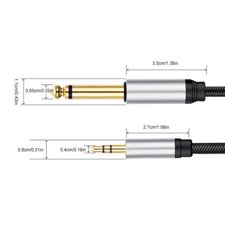 สายลำโพงตัวผู้-ตัวผู้6-5มม-สายออดิโอเคลือบทองขนาด6-5มม-เปียถักไนล่อนกันเสียงรบกวนต่ำสำหรับลำโพงมัลติมีเดีย