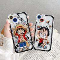 เคส Supeso Luffy สำหรับ iPhone 11 12 13 14 Pro Max XR SE 7 8 Plus 6 6S + ราชาโจรสลัดการ์ตูนน่ารักหนึ่งชิ้นขอบตรงกันกระแทกกรอบโทรศัพท์เทอร์โม TPU นิ่ม