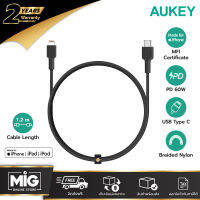 AUKEY CB-CL1 Nylotek USB-C to Lightning Cable ความยาว 1.2​ เมตร สายชาร์จและโอนถ่ายข้อมูล ไนล่อนถัก รองรับมาตราฐานโดย Apple MFI Certified สำหรับ iPhone iPhone X /Xs /Xs Max