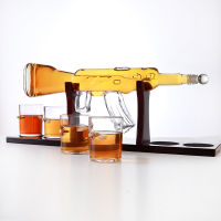 AK47 Decanter Shape Wine Bottle Drinks Set Four Shots Glasses And One Shot With Whiskey Decanter Drinks Set