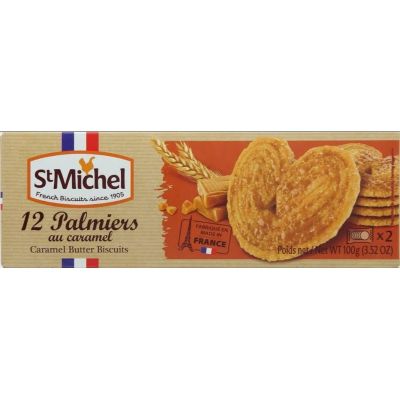 ขนมอร่อย เคี้ยวเพลิน🔹 (x1) คุกกี้คาราเมล รูปหัวใจ St. Michel Palmiers Au Caramel Cookies 100g.🔹