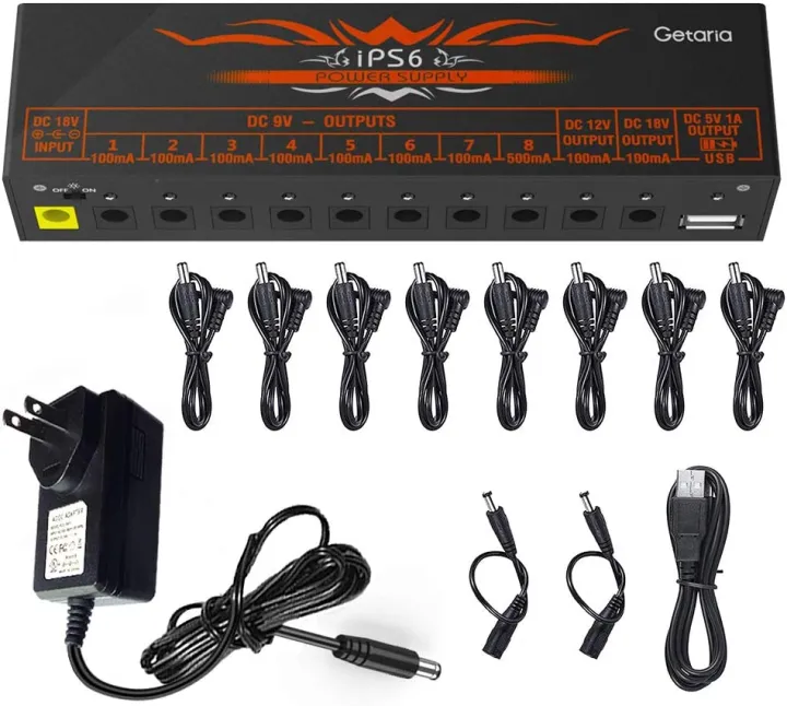 Getaria Guitar Pedal Power Supply Isolated 10 Outputs for 9V/12V/18V