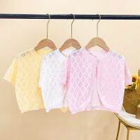 5-12 Years Children Knitted Cardigan Summer Short Sleeved Small Coat Girls Thin Sun-protective Tops