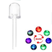 10Pcs 10mm LED Diode Multicolor RGB Fast/Slow Flashing Super Bright Light Emitting Diodes Transparent Round Diffuse Flash Lamps Electrical Circuitry P