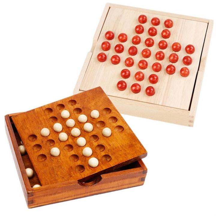 Wood Solitaire Toy Classic Wooden Holiday Indoor Brain Game Wood Peg