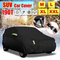 190T Full Black Heat Insulation  Car Cover Waterproof Anti Snow Cover Sun Shade Anti UV Dustproof Auto Exterior Styling For SUV