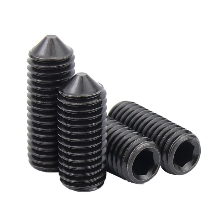 cw-5-10-20-50pcs-grade-12-9-hexagon-socket-cone-grub-set-screw-carbon-tapered-end-bolts