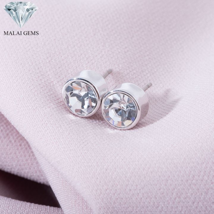 malai-gems-ต่างหูเพชร-เงินแท้-silver-925-เพชรสวิส-cz-เคลือบทองคำขาว-รุ่น11007117-แถมกล่อง-ต่างหูcz-ต่างหูเงินแท้