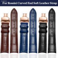 ☍❒✟ 20mm 21mm 22mm Curved End Cowhide Leather Watchband for Rossini Arc Watch Band Strap 8633 617793 5793 5726 616725/5715/6713 Blue