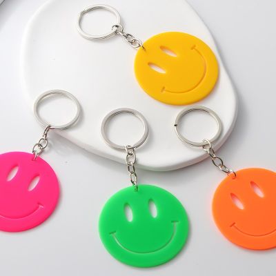 Colorful Acrylic Keychains Smile Face Plastic Key Rings For Women Men Friendship Gift Handbag Decoration Handmade Jewelry Key Chains