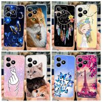 สำหรับ Realme เคส C53 RMX3760เคสลายผีเสื้อแมวน่ารักเคสซิลิโคน TPU แบบนิ่มเคสโทรศัพท์สำหรับ Realme Narzo N53 C 53 RealmeC53ฝาหลัง