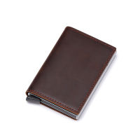 Rfid Blocking Genuine Leather Metal Business Credit Card Holder Wallet Men Cardholder Case Box Bag bank id card holder sticker