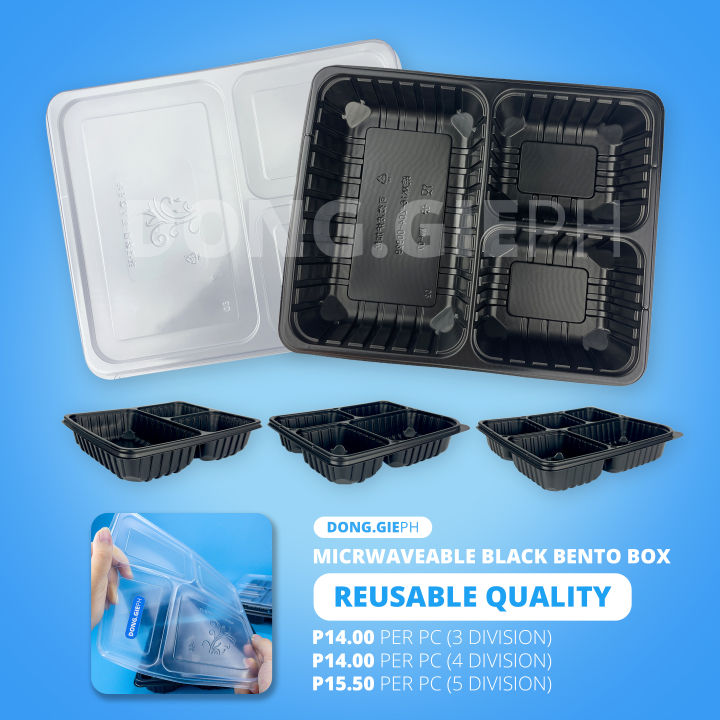 DGPH [25 PCS] 3-Division Disposable Bento Box with Plastic Lid (P9