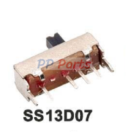 Slide switch สวิทช์ เลื่อน Toggle switch 4 ขา ขนาด 4.3x12.7mm #สวิทช์เลื่อน(4ขา,SS13D07) (1 ตัว)