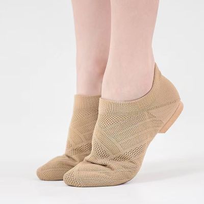 hot【DT】 Adult Ballet Latin Jazz Social Low Heels Soft Sole Breathable Knitted Mesh Shoes Wholesale