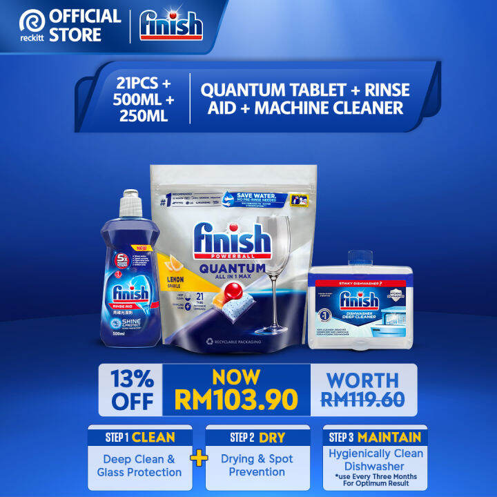 [Quantum Bundle] Finish Quantum 21 tabs + Rinse Aid 500ml + Machine