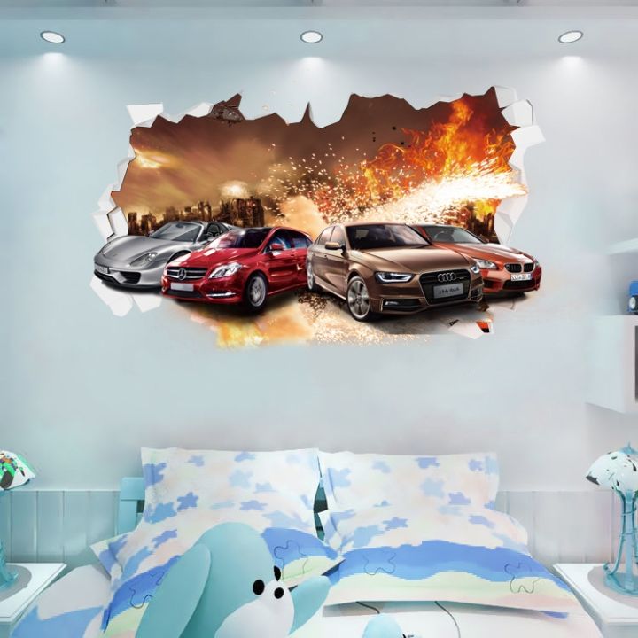 YF】 3D high-end sports car cartoon tank wall stickers children\'s ...