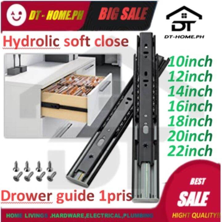 Soft Closing Hydraulic Drawer Full Extension 3 Fold Drawer Slide Guide ...