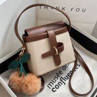 Female autumn/winter 2021 new small bag is popular this year fashion color inclined shoulder bag portable bucket qiu dong bump niche