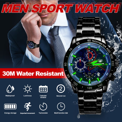 NEKTOM ของขวัญนาฬิกาข้อมือเรืองแสงผู้ชายนาฬิกากีฬาโครโนกราฟลำลองกันน้ำแนวธุรกิจ
