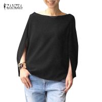 *Zanzea เสื้อยืด แขนกุด ผ้าถัก คอปาด สีพื้น สไตล์เกาหลี สําหรับผู้หญิง