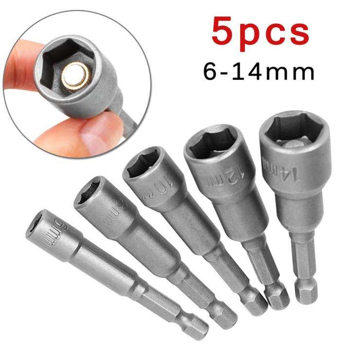 Comforhome 5Pcs/Set 6/8/10/12/14mm Magnetic Socket Adapter 1/4 Hex ...