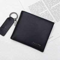 Mens Genuine Leather Wallet with Leather Key Chain - BlackTH