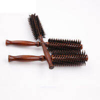 2021 Antistatic Heat Resistant DIY Boar Bristle Hair Curl Brush Salon Wooden Round Hairdressing Hairbrush 3 Size Available