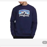 Patagonia เสื้อสวมหัวฤดูใบไม้ร่วงและฤดูหนาวเสื้อแขนยาวคอกลมแขนยาวสามสีสไตล์อเมริกันสำหรับทั้งหญิงและชาย P-6ภูเขา