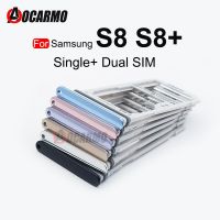 Aocarmo ถาดใส่ซิมการ์ดสำหรับ Samsung Galaxy S8,S8 G950F SM-G9500พลัส SM-G955 S8 + ถาดใส่ซิมการ์ดพลาสติกนาโนโลหะแบบเดี่ยว/คู่