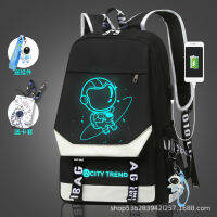 NASA Astronaut Anime Co-nded Schoolbag Mens Casual Simple Trends นักเรียนมัธยมต้นมัธยมปลายกระเป๋าเป้สะพายหลัง