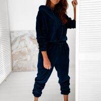 Special Offers Костюм Женский Tracksuit Women 2 Pieces Sets Velvet Elegant Fashion Hoodies And Pants Causal Autumn Winter Oversize Female Suit