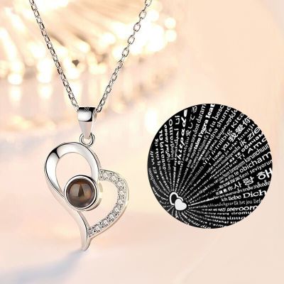 Couple Necklace For Men Women lovers Heart Pendant Memory Of LOVE Choker Gifts I LOVE YOU In 100 languages Dropshipping