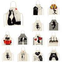 Baking Accessories Aprons for Women Men Black Cute Cat Print Children Cooking Dress Kitchen Chef Adjustable BBQ Apron Tablier