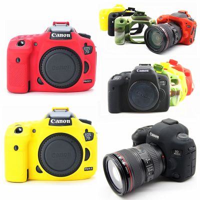 ฝาครอบผิวกล่องซิลิโคนกระเป๋ากล้อง DSLR สำหรับ Canon EOS R 6D 7D 5D Mark II III 200D IV 80D 750D 4000D 7D2 5D4 SL2 T100 7DII T7i