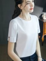 [COD] Short-sleeved t-shirt womens 2023 new clothes solid half-sleeve T-shirt puff sleeve design top bottoming