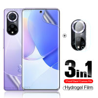 3in1สำหรับ Huawei Nova 9 2021ด้านหน้า + ด้านหลังฟิล์มไฮโดรเจลไม่กระจกนิรภัย + กล้องเลนส์ป้องกันบน Huawei Nova9เต็มครอบคลุมฟิล์มป้องกันหน้าจอ 7 se 7i 8 8i 9 pro nova7 nova8 i nova8i nova9pro 9pro