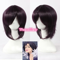 The Seven Deadly Sins Merlin Short Purple Black Cosplay Wig Heat Resistant Synthetic Hair Wigs + a wig cap