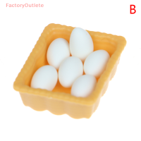 FactoryOutlete?Cheap? 1:12 dollhouse Miniature MINI EGG พร้อมถาดครัวอุปกรณ์เสริมรุ่นของเล่น