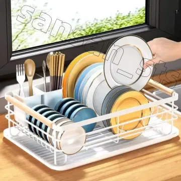 Dish Rack Stainless Steel Foldable Dish Drying Rack with Drip Tray for  Hanging Dish Drainer Plate Storage Rack Dish Holder Wall Dish Drainer