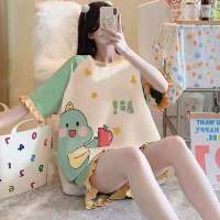 2022 Pajamas Set For Women Cows Cartoon Printed Short Sleeve T Shirt+Shorts 2 Pcs Woman Soft Casual Sleepwear Homewear PijimasTH