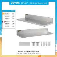 ชั้นวางติดผนังสแตนเลส VEVOR 8.6 X 16/ 24 / 30 44โหลดปอนด์ชั้นวางของในห้องครัวเชิงพาณิชย์สำหรับงานหนัก W/Backsplash(1ชิ้น/2ชิ้น)