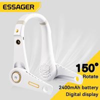 Essager Mini Neck Fan 2400mAh Hanging Neck Fans 5 Speed with Digital Display USB Fan Outdoor Portable Summer Sports Air Cooler