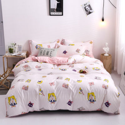 Solstice Home Textile Pink Cartoon Bedding Sets Girl Kid Teenage Quilt Sets Duvet Cover Pillowcase Bed Sheet Queen Double Single