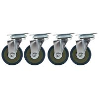 4 x Heavy Duty 50x17mm Rubber Swivel Castor Wheels Trolley Furniture Caster Brake Furniture Protectors Replacement Parts