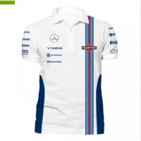 （You can contact customer service for customized clothing）F1 Racing Suit Williams Fleet Custom Short-Sleeved POLO Shirt Men Lapel T-Shirt Car Workwear Casual Clothes(You can add names, logos, patterns, and more to your clothes)