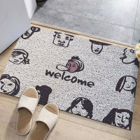 Floor Mat Entrance Cartoon Abstract Characters Home Entrance Can Cut Creative Car Porch Black and White Foot Mat