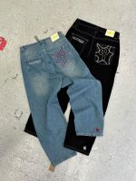 【YD】 New Baggy Wide Leg Jeans Men Street Hip Hop Print Trend Fashion High-waist Jean Y2k Clothing 2023